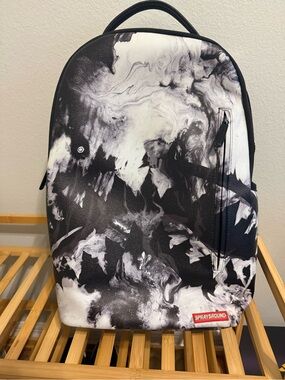 Sprayground Men’s Black & White Marble Print Backpack